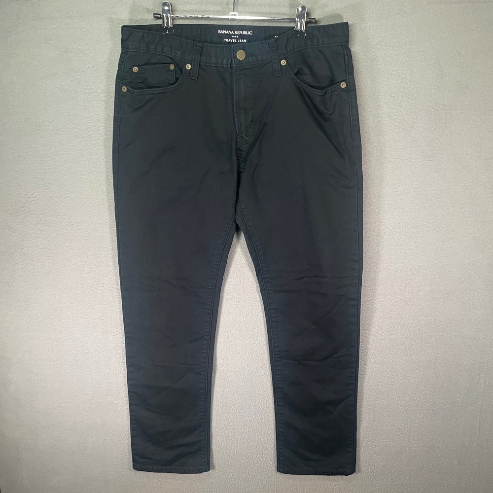 Banana Republic Travel Jean Slim Black Stretch Pants Mens 32x30
